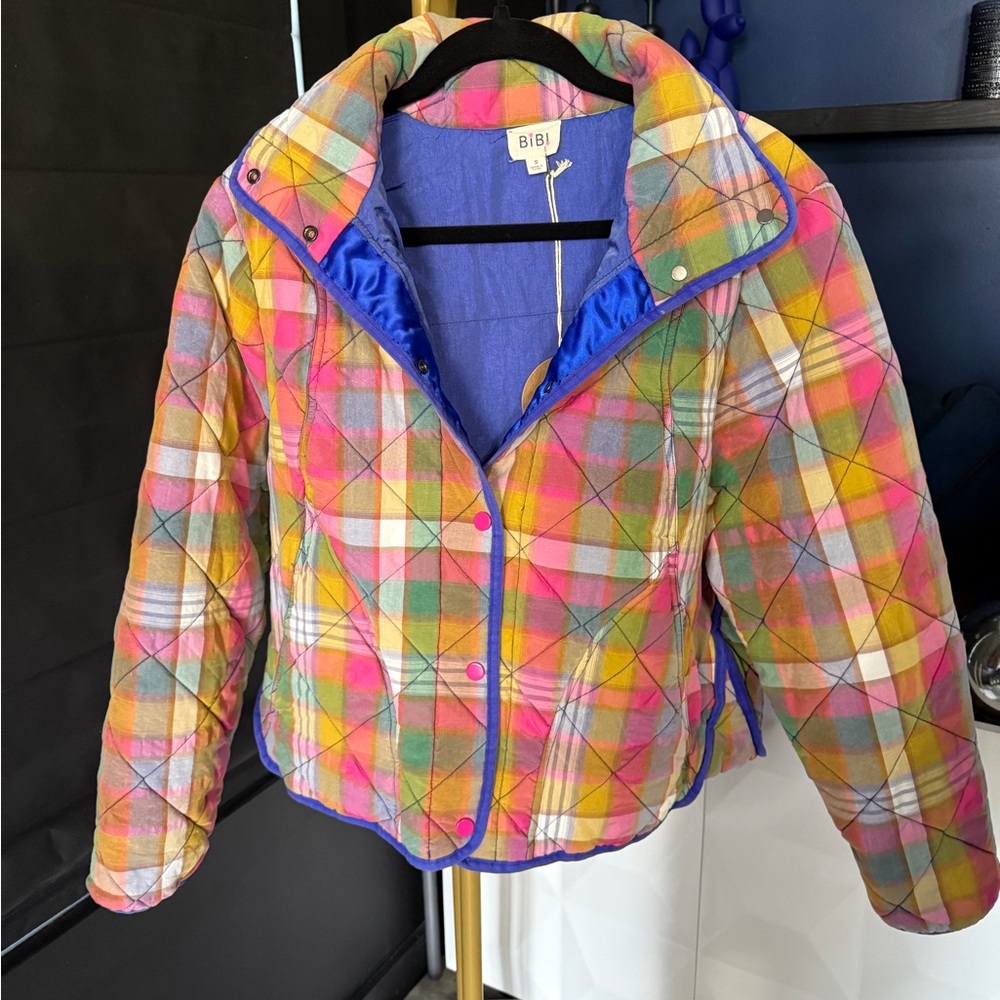 BiBi Multicolor Plaid Kids Puffer Jacket - Picture 2 of 2